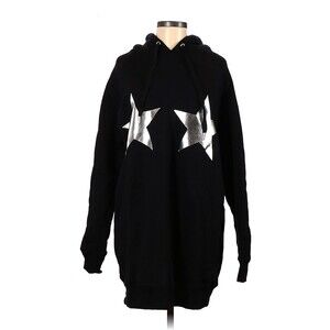 GOOD AMERICAN Black Silver Stars Pullover Sweatshirt Athleisure - L